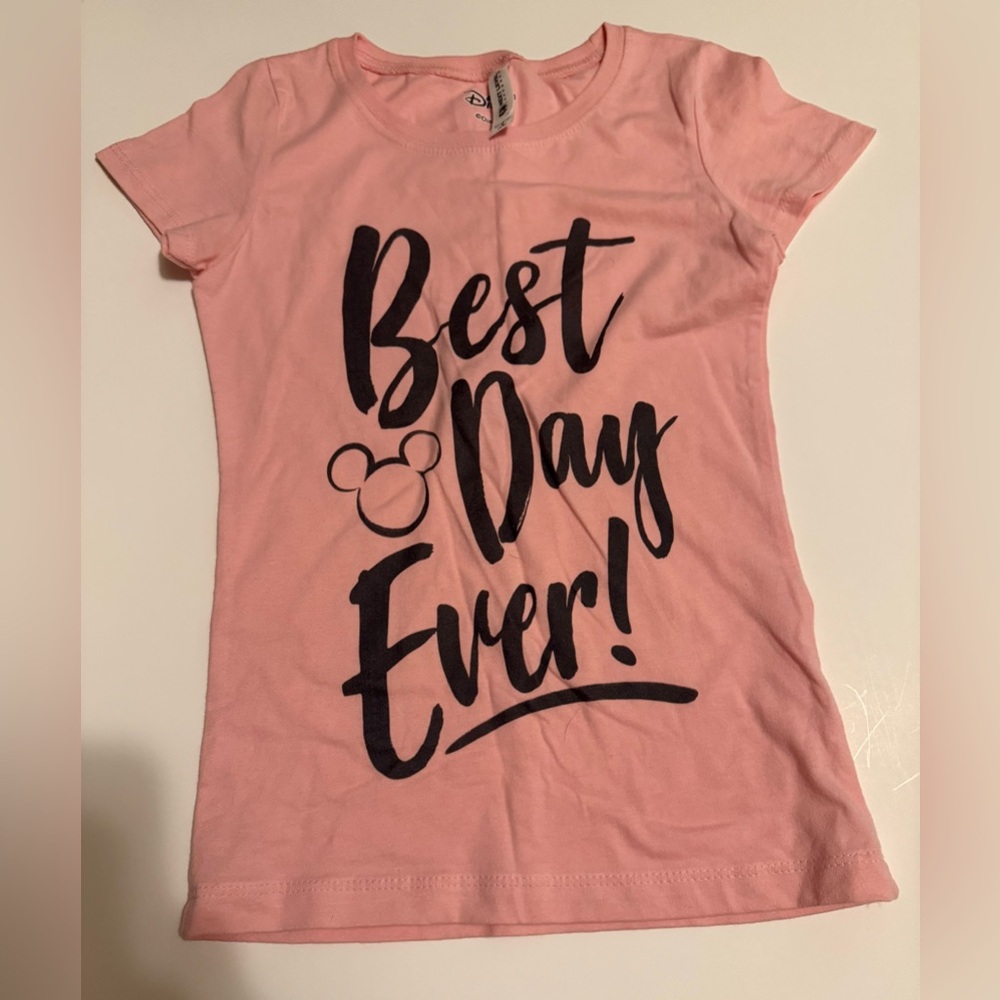 Girl’s Disney Pink Graphic Tee with Black Text